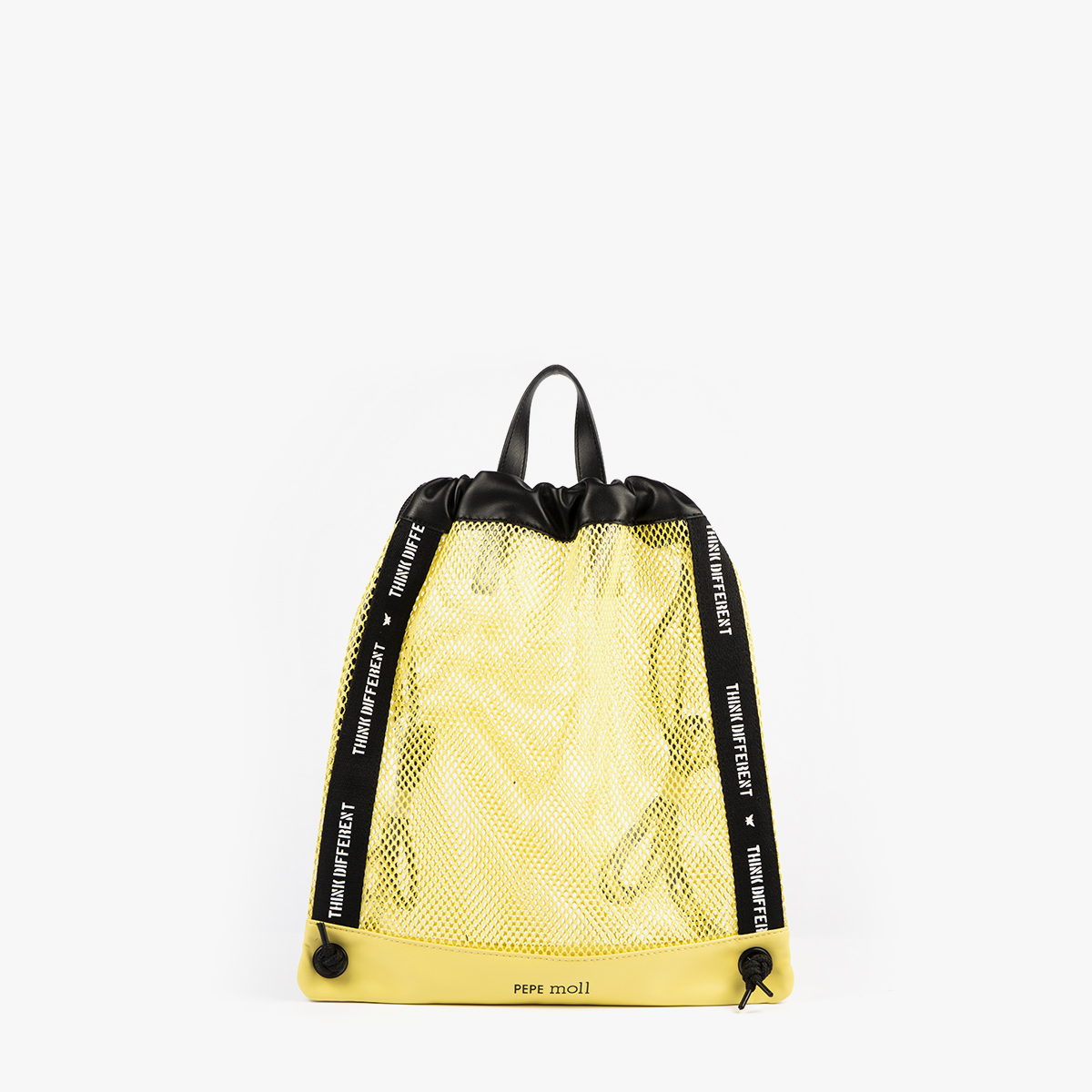 bolso mochila de malla amarillo pepemoll 51151
