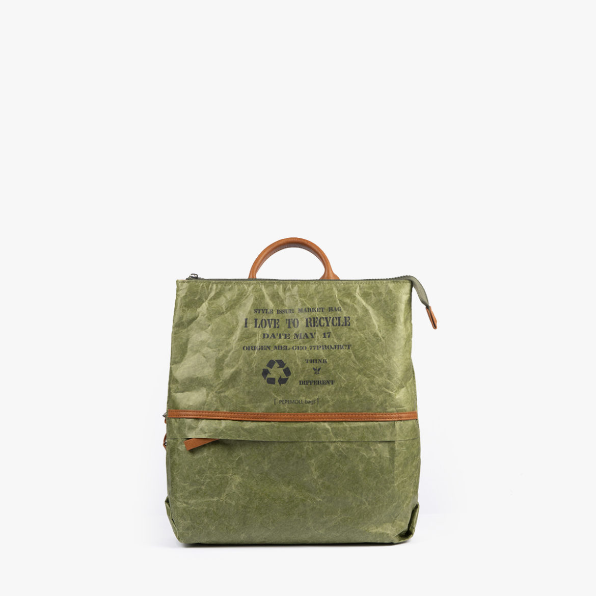 bolso mochila de papel verde pepemoll 57051