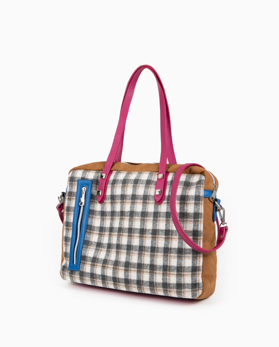 Bolso de hombro cuadros rosa 222112